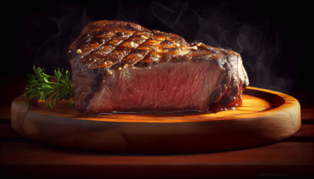 Juicy grilled steak with blood.の素材