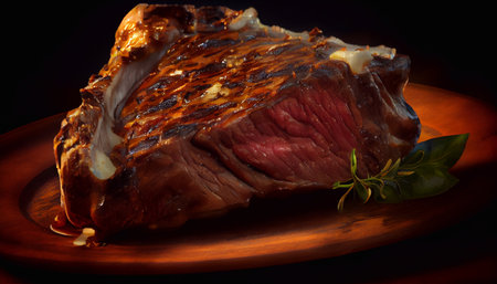 Juicy grilled steak with blood.の素材