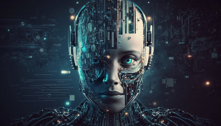 Artificial intelligence drawn by artificial intelligence. Generative AI.の素材