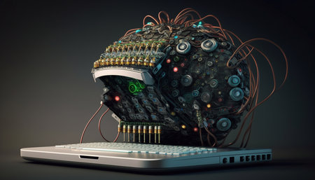 Artificial intelligence drawn by artificial intelligence. Generative AI.の素材