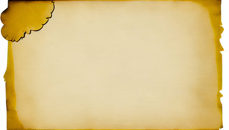 An old yellowed piece of paper or papyrus, top view. Generative AI.の素材