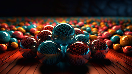 Balloons of different sizes and colors. Generative AI.の素材