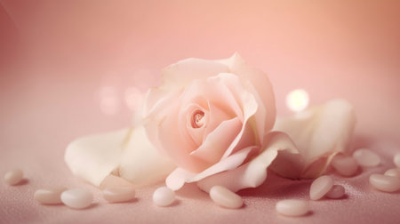 Rose flower, a soft dreamy sweet flower for love and romance. Generative AI.の素材