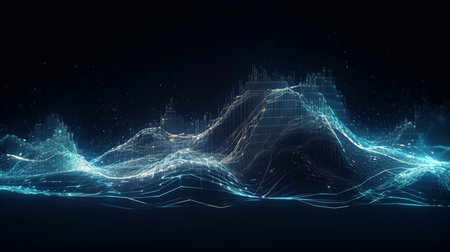 Big data binary code futuristic information technology, data flow. Generative AI.の素材