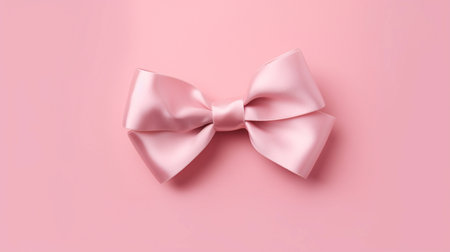 Red bow on pink background. Generative AI.の素材
