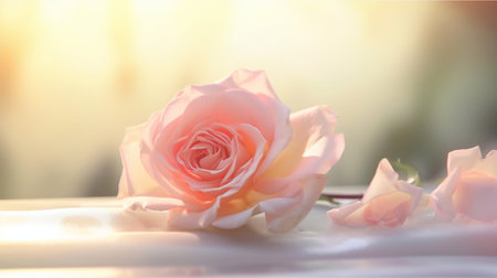Rose flower, a soft dreamy sweet flower for love and romance. Generative AI.の素材