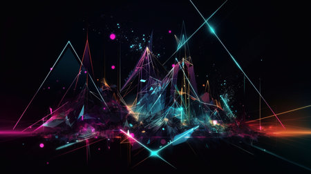 Abstract, technological, multicolored modern background. Generative AI.の素材