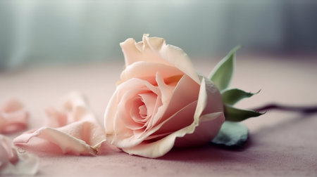Rose flower, a soft dreamy sweet flower for love and romance. Generative AI.の素材