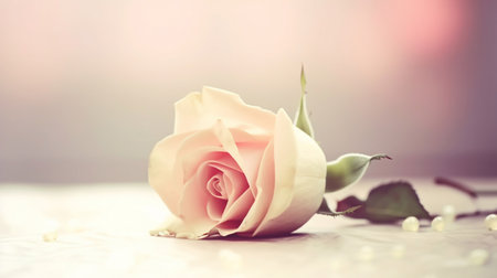 Rose flower, a soft dreamy sweet flower for love and romance. Generative AI.の素材