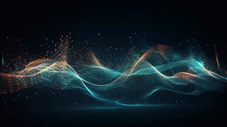Big data binary code futuristic information technology, data flow. Abstract technical background. Generative AI.の素材