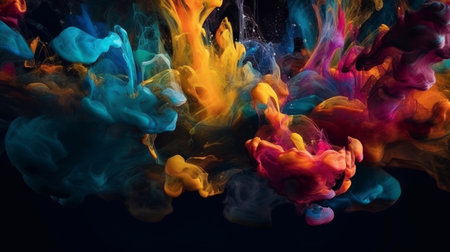 Liquid colorful paint background, wallpaper. Generative AI.の素材