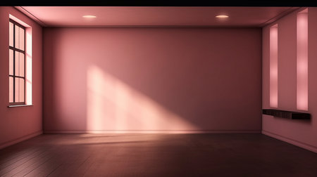 A blank, light pink wall. Generative AI.の素材
