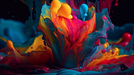 Liquid colorful paint background, wallpaper. Generative AI.の素材