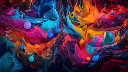 Liquid colorful paint background, wallpaper. Generative AI.の素材