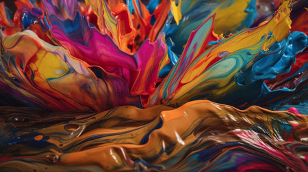 Liquid colorful paint background, wallpaper. Generative AI.の素材