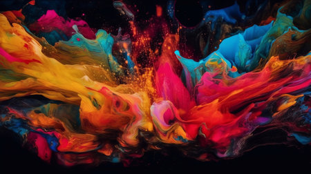 Liquid colorful paint background, wallpaper. Generative AI.の素材