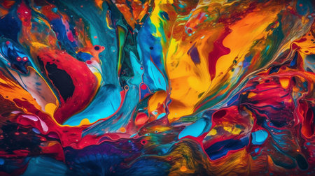 Liquid colorful paint background, wallpaper. Generative AI.の素材