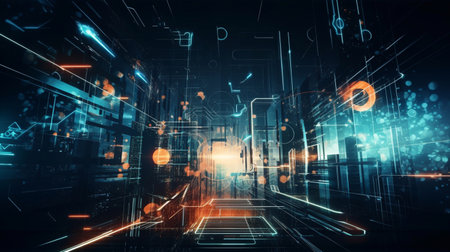 Abstract Cyber Space Background. Generative AI.の素材