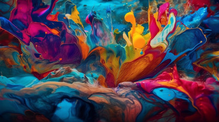 Liquid colorful paint background, wallpaper. Generative AI.の素材
