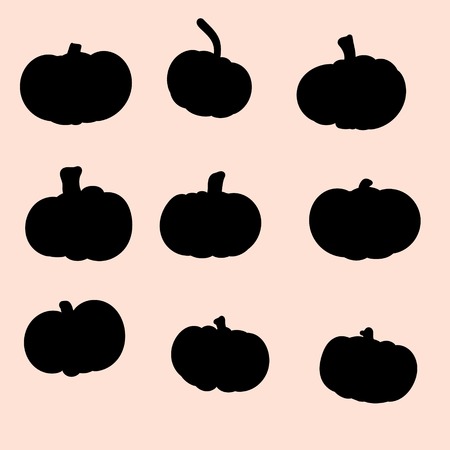 set of pumpkin silhouette vectorのイラスト素材