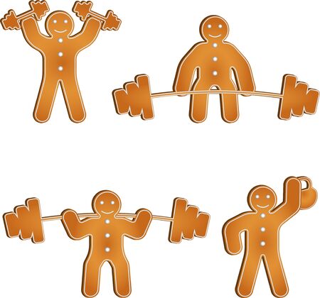 Gingerbread man works out at the gymのイラスト素材