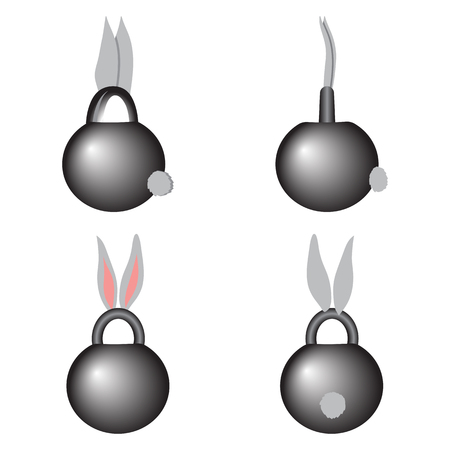 Dyed Easter kettlebells on the gray grass isolated. Easter greetings card for the gym, fitness club or any sport activity centerのイラスト素材