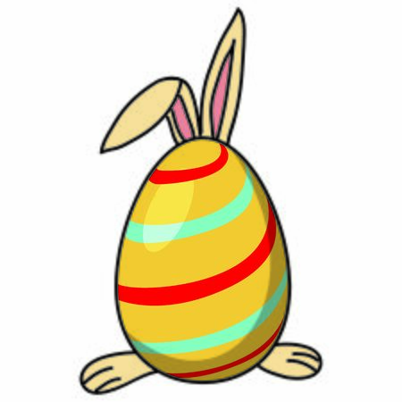 Cute Dyed Multicolor Easter Egg with the Easter Bunny hiding behind itのイラスト素材