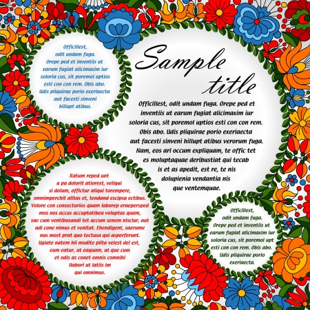 Hungarian traditional folk ornament circles background templateのイラスト素材