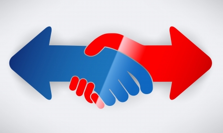 Hand shake arrowsのイラスト素材