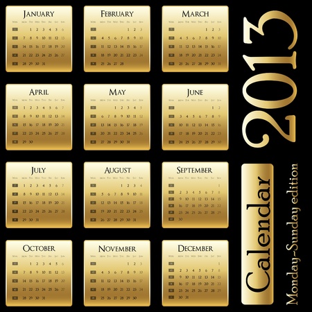 calendar 2013 - Monday-Sunday editionのイラスト素材
