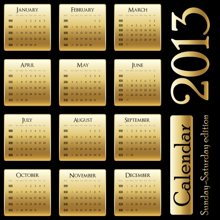calendar 2013 - Sunday-Saturday editionのイラスト素材