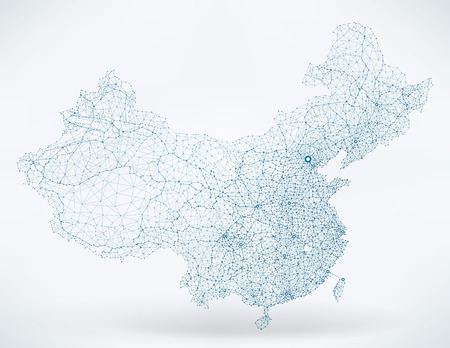 Abstract telecommunication network map - Chinaのイラスト素材