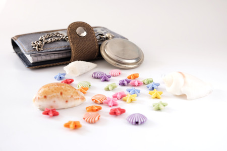 notebook old clock isolatedの写真素材