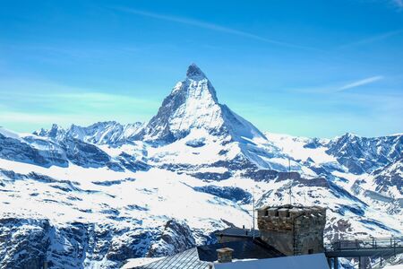 View of Matterhorn from gornergrat, Zermatt, Switzerland.の写真素材