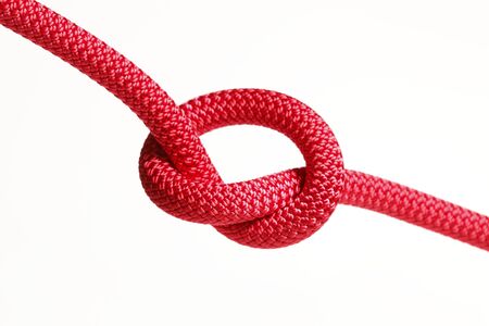 Rope with a knot on white backgroundの写真素材