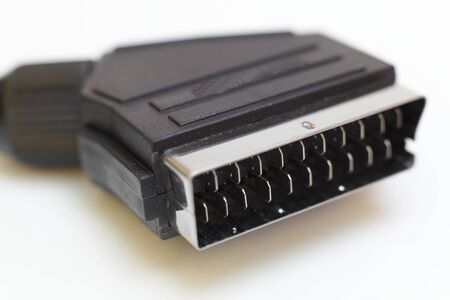 Close up of a SCART plug for video audio connectionの写真素材