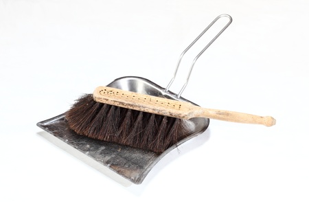 broom and dust pan for sweeping upの写真素材