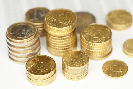 A pile of different euro money coins  の写真素材