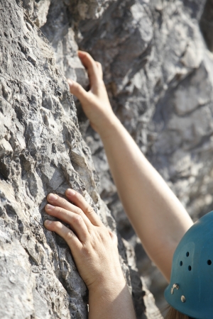 climbing arms from a woman in european alpsの写真素材