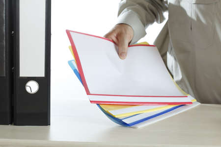 working with documents and folders on desk