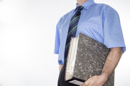 man with grey document folder in armの写真素材