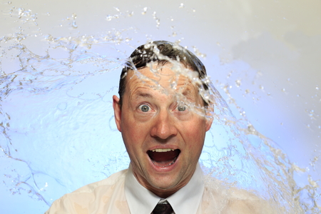 business man got a cold water shower