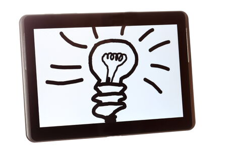 symbolic idea on a tablet computer with white background