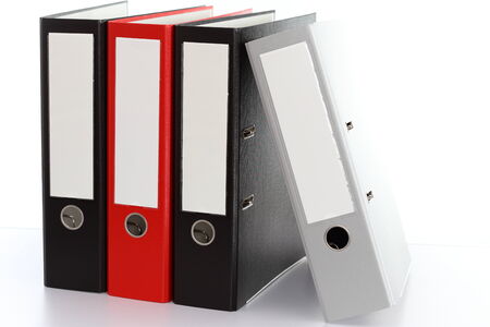 four file folders in a row for storageの写真素材