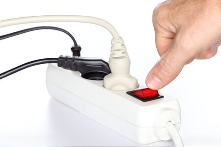 finger is switching off on a white background