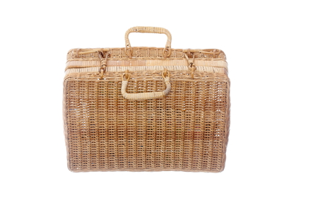 old basket case isolated on white backgroundの写真素材