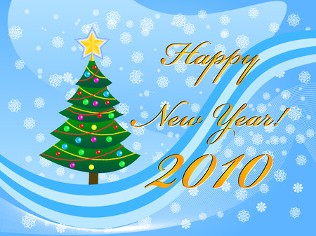Happy New Year Christmas tree 2010のイラスト素材