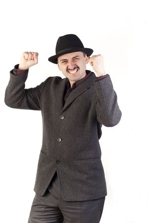 Happy man in hatの写真素材