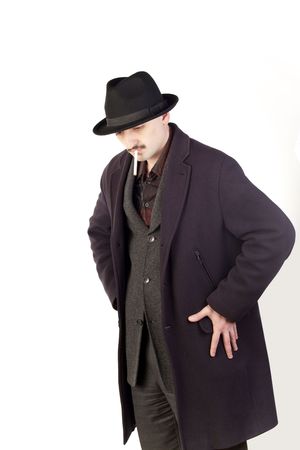 Man in hat and with cigaretteの写真素材