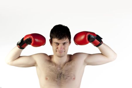 Male boxer with gloves for fightの写真素材